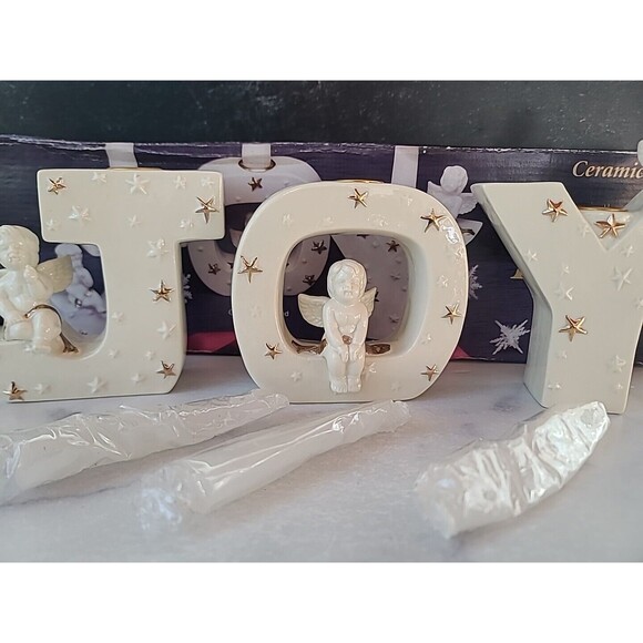 Ceramic Joy Candle Holders 3 Piece Set - Picture 2 of 10